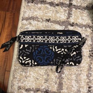 Vera Bradley Black and Blue Floral Wristlet